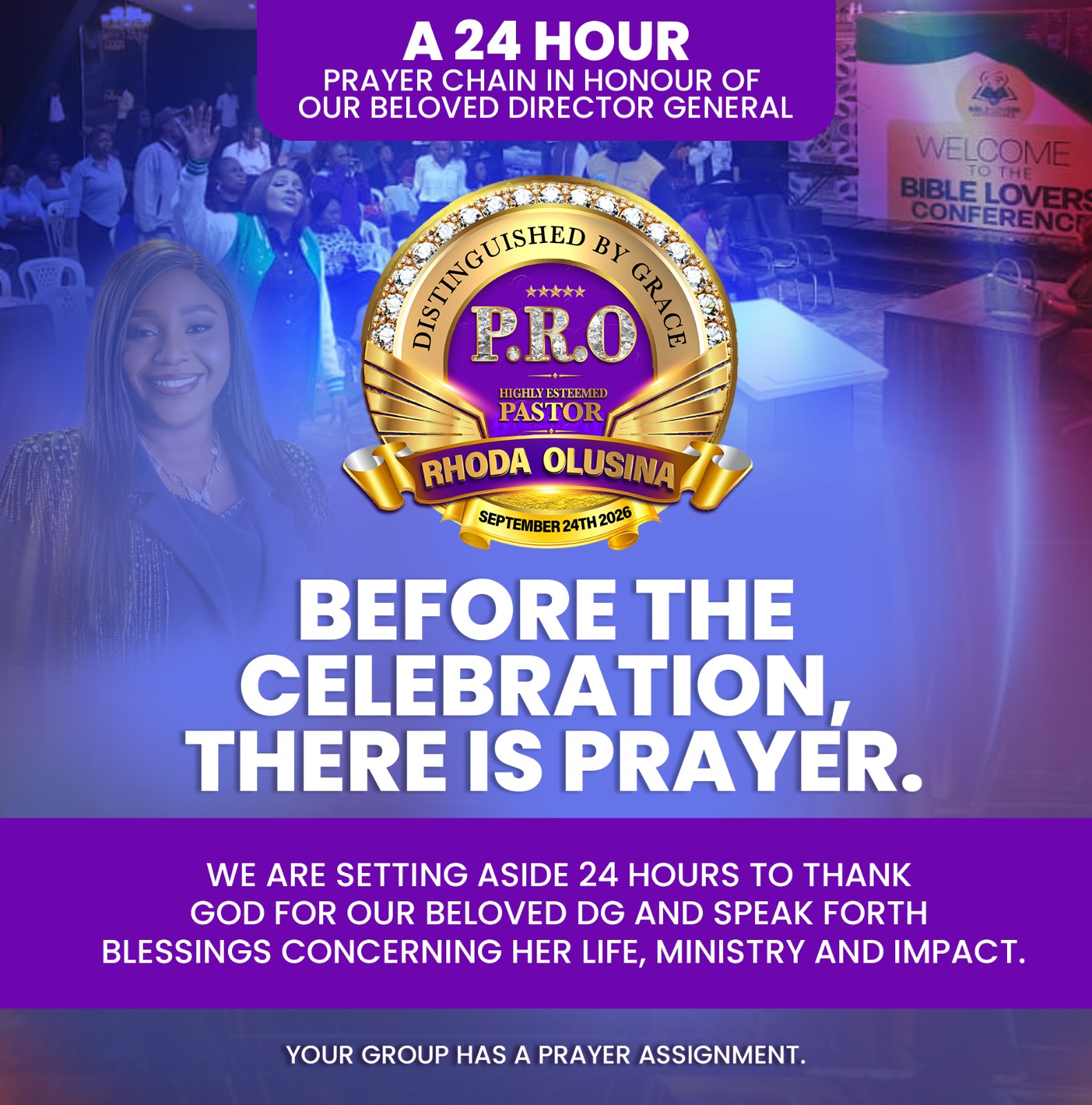 Birthday prayer-chain artwork for Pastor Rhoda Olusina